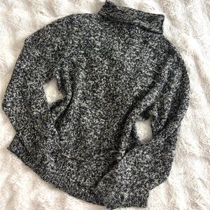 Norton McNaughton Black and White Cowl Neck Sweater